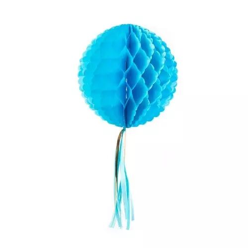 BOULE ALVEOLEE TASSEL TURQUOISE 30 CM