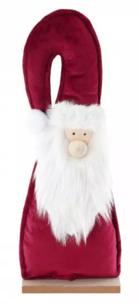 CENTRE DE TABLE PERE NOEL VELOURS BORDEAUX FOURRURE BARBE BLANCHE