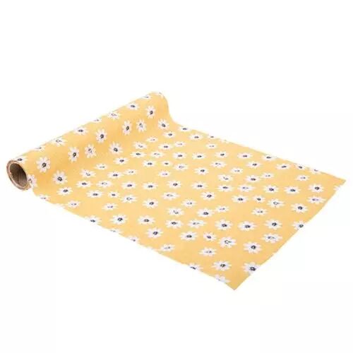 Chemin de Table Jolies Marguerites Tissu Ocre 28cmx5m