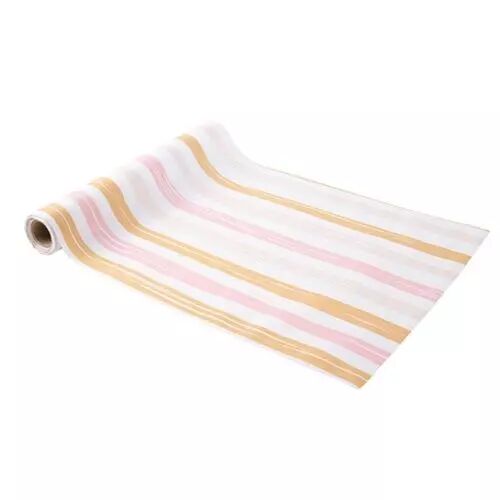 Chemin de Table Sweety Tissu Blanc Imprim� Camel Rose et Blush 28cmx5m