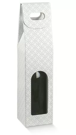 COFFRET 1 BOUTEILLE 90X90X385mm MATELASSE GRIGIO