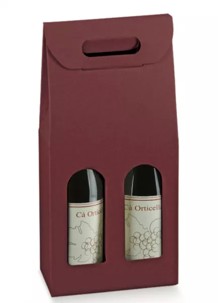 COFFRET 2 BOT.F.180X90X385 KRAFT BORDEAUX