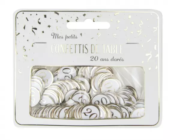 CONFETTIS DE TABLE 20 ANS DORES -