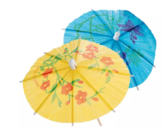 D�CORS POUR GLACES \ OMBRELLE D\'INDONESIE\  � 12x15 CM ASSORTI BOIS (100 UNIT�)