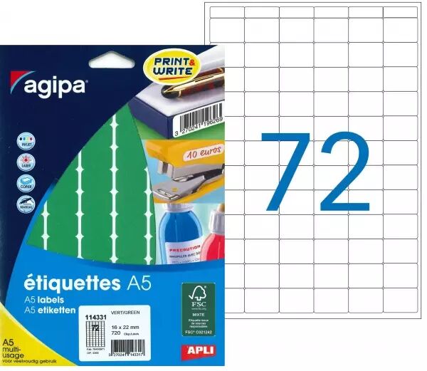 Etiquettes Agipa A5 16x22 Vert