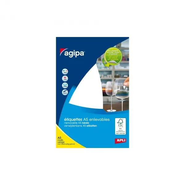 Etiquettes Agipa A5 19x38 Enlevable