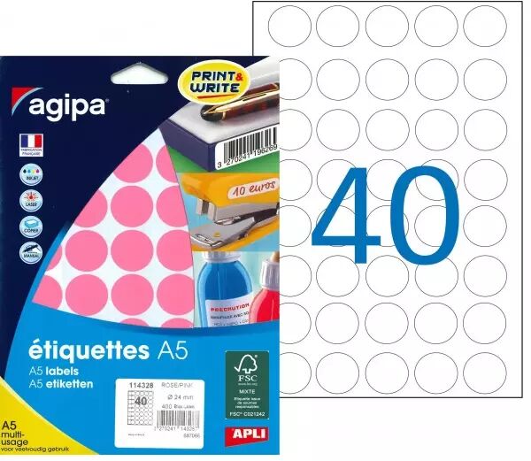 Etiquettes Agipa A5 D24 Rose