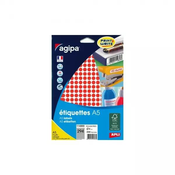 Etiquettes Agipa A5 D8 ROUGE
