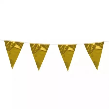 Guirlande de fanions m&eacute;tallique or (10 m)