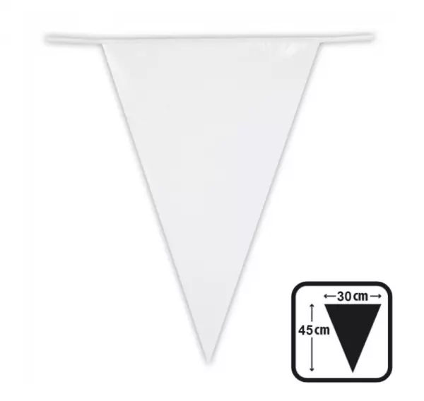 Guirlande PE XXL 18 fanions 45x30cm BLANC