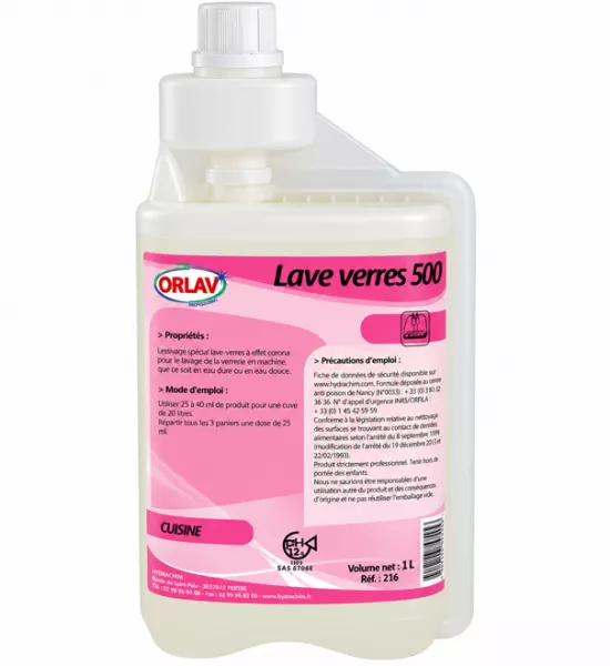 LAVE VERRES ORLAV 500 BIDON 1L DOSEUR