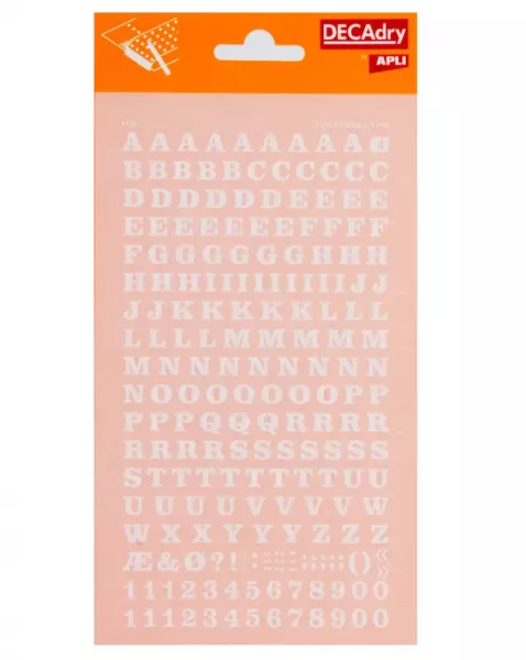 LETTRES TRANSFERT BLANCHES  6 MM - 1FEUILLE
