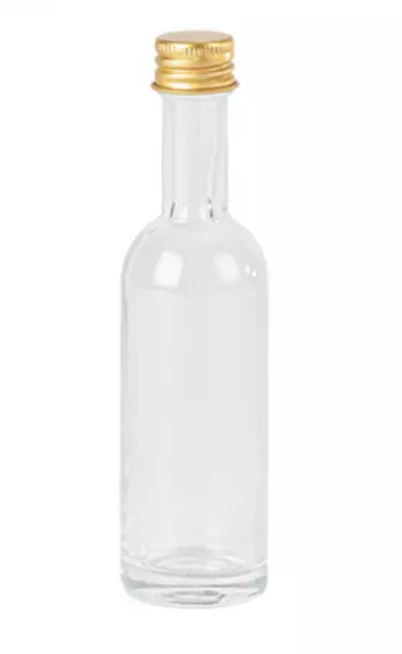 Mignonnette Edgar Verre Transparent et Bouchon Or �3,5x13,5cm - 50ml
