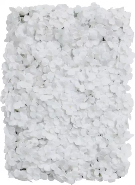 PANNEAU FLORAL FLEURS HORTENSIA BLANC 60CM X 40CM X 5CM