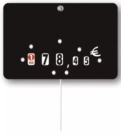 Paq.10=Etiq. 12x8cm noire neutre, � roulettes, pique inox