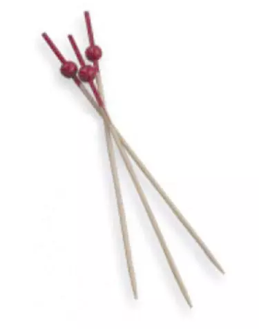 PIQUES \ BOULE ROUGE\  9 (h) CM NATUREL BAMBOU (100 UNIT�)