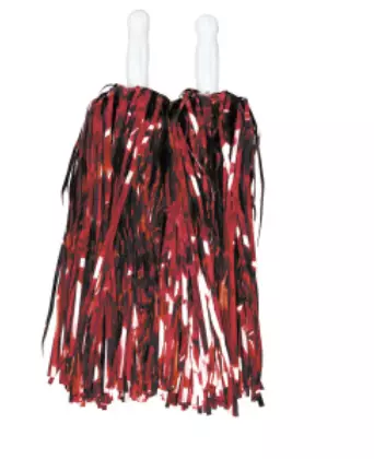 Pompom metalisee rouge