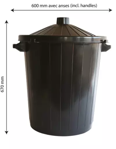 POUBELLE ECO + COUVERCLE  80L NOIR