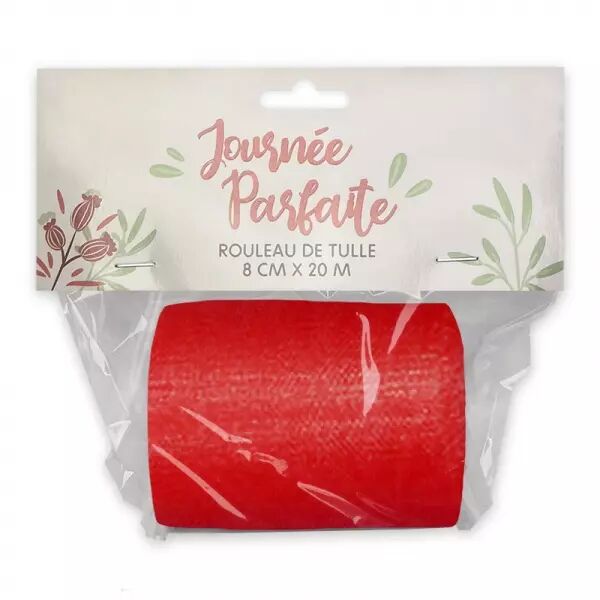 Rouleau de tulle 8cm x 20m ROUGE