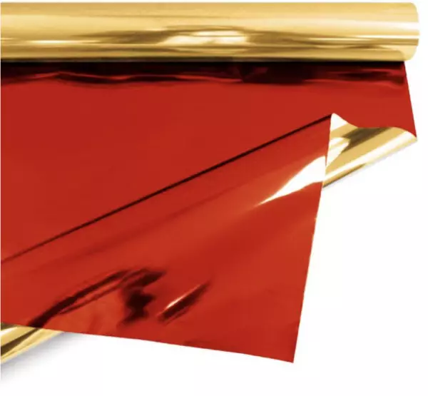 Rouleau M�tal Recto Verso 0.70x50m OR-ROUGE
