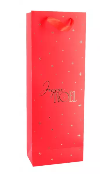 SAC BOUTEILLE \ JOYEUX NOEL\  CARTON ROUGE & OR