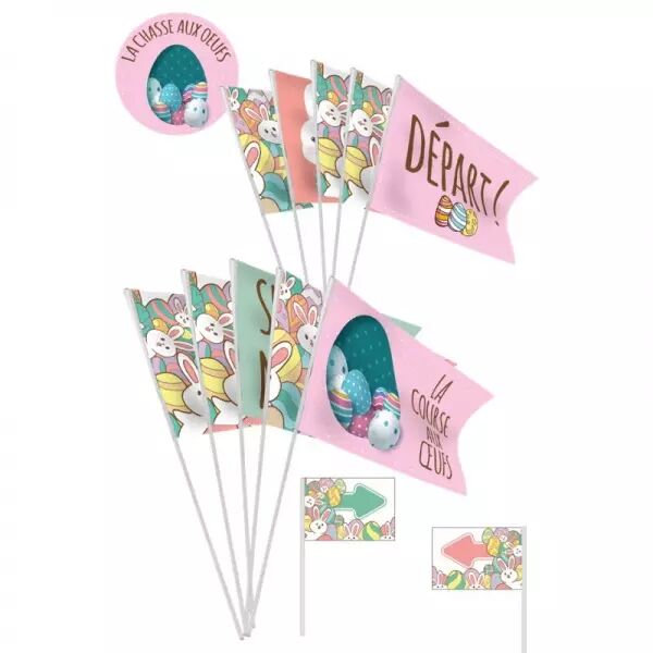 Sachet 10 drapeaux 9.5 x 16 cm PAQUE / CO14560CAO