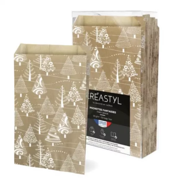 SACHET KRAFT ECRU ISIDORE 12+4.5X20cm