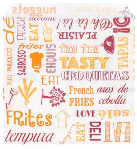 SACHET POUR FRITURES \'PAROLE\' 32 G/M2 12x12 CM BLANC PARCH.INGRA