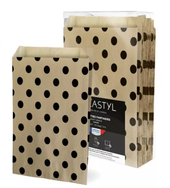  SachetI Krf Ecru  Pois Noir - 18+ 6x 35cm 60g/m2 150/B