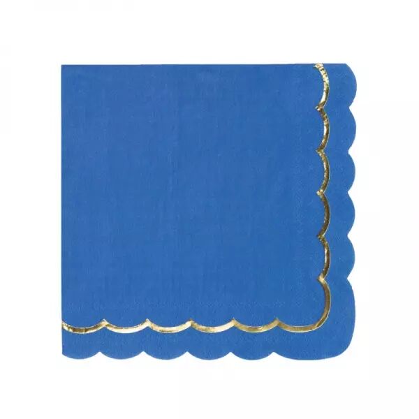  SERVIETTES FESTONNEES 33X33CM BLEU MAJORELLE ET OR X 16