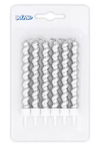 Set 6 Bougies Swirl argent sur porteur