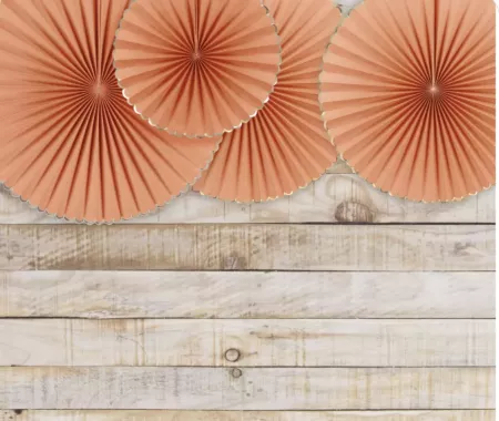 Set de 3 eventails terracotta et or 
