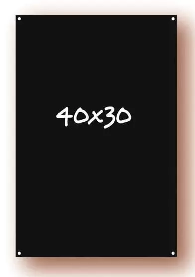Tableau noir 40x30 cm forex 3mm, perfo aux angles / 4307