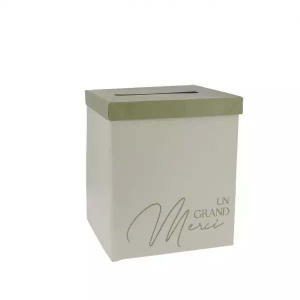 Urne \ Un Grand Merci\  Bi-Color Carton Vert Sauge
