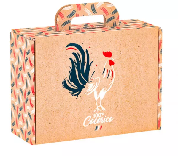 Valisette carton kraft rectangle 100% Cocorico 25x18,5x9,5