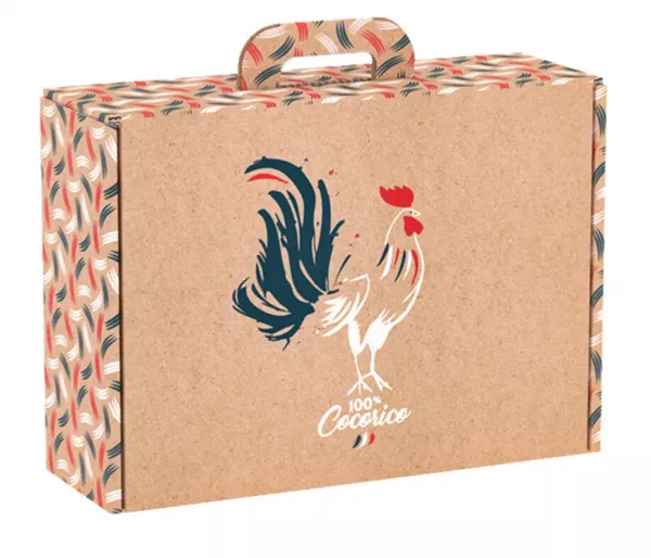 Valisette carton kraft rectangle 100% Cocorico