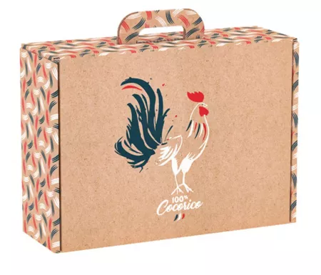 Valisette carton kraft rectangle 100% Cocorico
